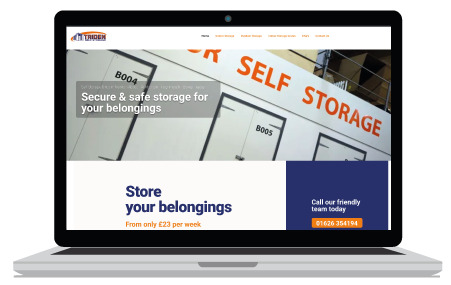 Website Design Header in blue with rocket on the Newton Abbot Website Design page