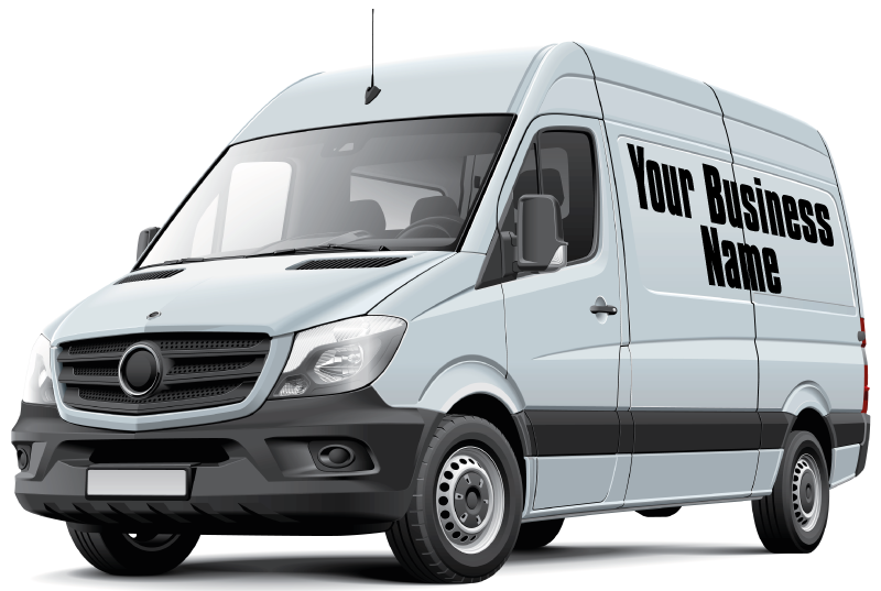 Image of white van with black signwriting and graphics - Sign Art Signs Newton 