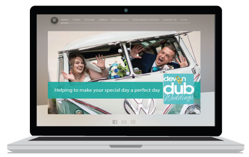 Website Design sample of VW Weddings on the Newton Abbot Website Design page